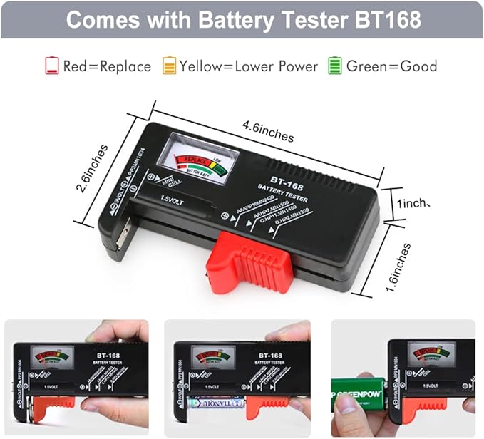 Battery Organizer Holder Storage Case with Tester,Waterproof Carrying Case Bag,Battery Vault Box for Garage Organization Holds 199+ Batteries AA AAA C D 9V (Batteries are Not Included)