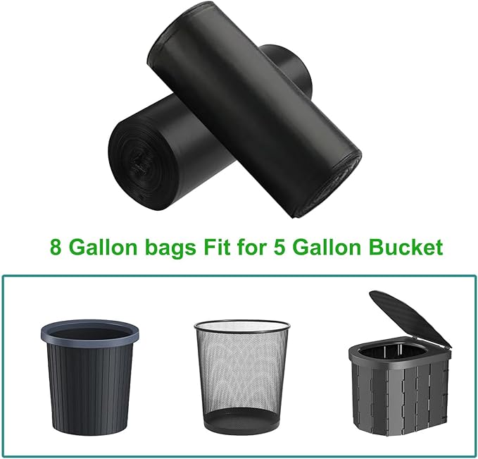 40 PCS Portable Toilet Bags for Camping, Biodegradable Porta Potty Bags - 8 Gallon Thickened Waste Bags Fit for 5 Gallon Bucket, Camping Poop Bag, Trash Bags for Home Boating Travel Outdoor