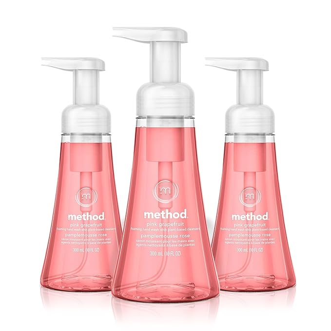 Method Foaming Hand Soap, Pink Grapefruit, 10 Fl Oz, Biodegradable Formula, (Pack of 3)
