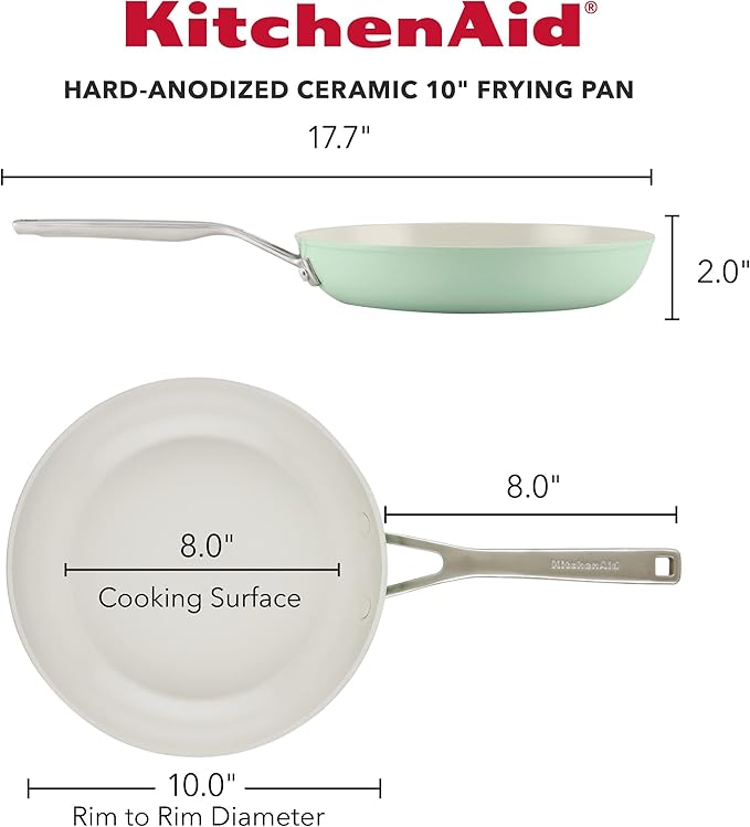 KitchenAid Hard Anodized Ceramic Nonstick Frying Pan/Skillet, 10 Inch, Pistachio