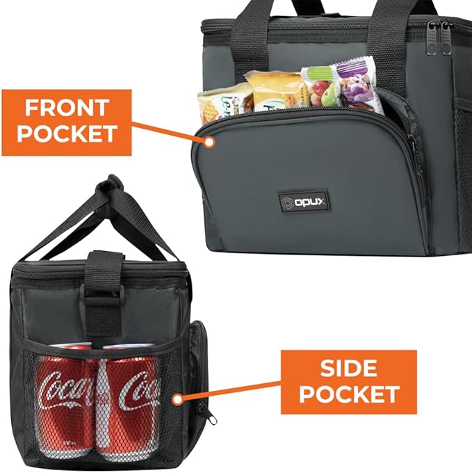 OPUX Soft Cooler Bag, Insulated Collapsible Soft Sided Cooler Lunch Cooler Bag for Men Work Camping Beach Travel, Leakproof Lunch Box 18 Cans, Gray