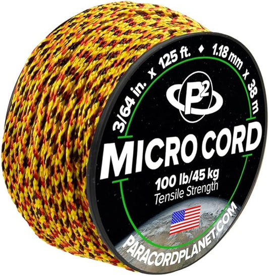 Paracord Planet Micro Paracord – Thin Braided Cord for Crafting, Fishing, and DIY Projects in 125 ft Spools – Explode