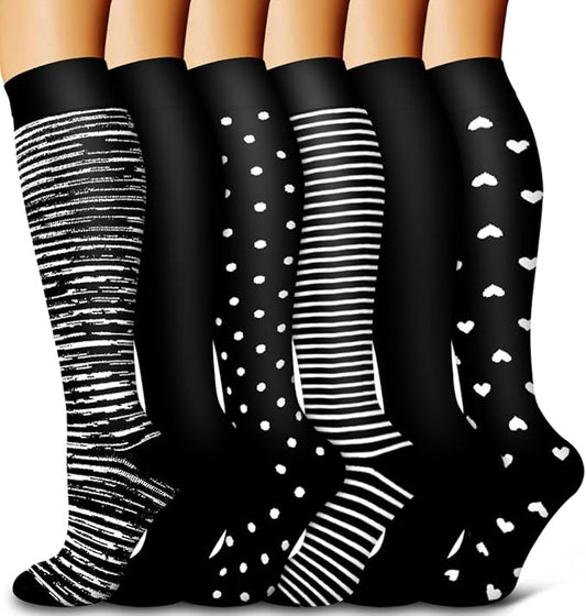 6 Pack Copper Compression Socks for Women and Men Circulation-Best Support for Medical, Running,Nursing,Athletic