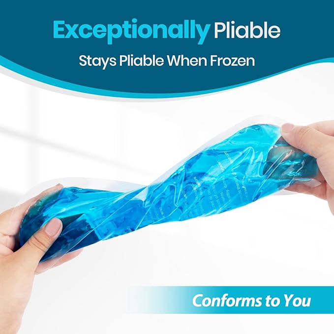 Hilph Soft Flexible Gel Ice Pack Sleeve with Strap Velcro for Injuries, Wrap Around Ice Pack with 2 Hot Cold Pack for Wrist, Head, Neck, Face, Jaw, Ankle Swelling and Sprains, Sport Injury