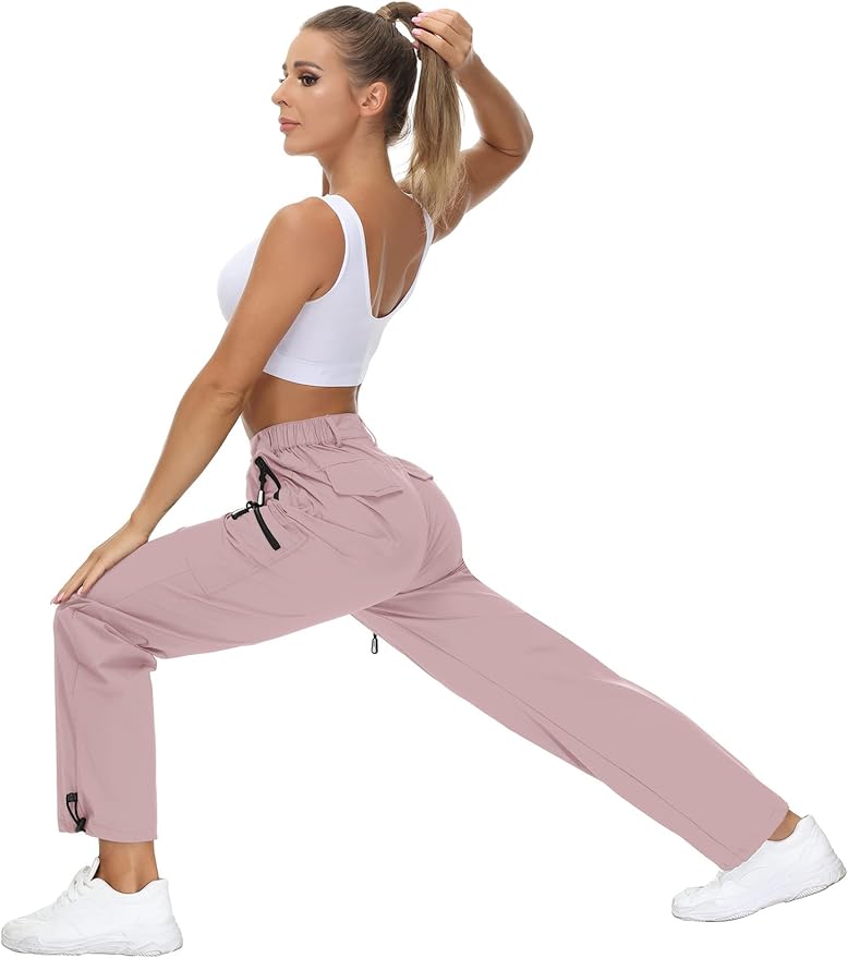 VVK Women's Hiking Cargo Pants Lightweight Quick Dry Outdoor Athletic Pants Camping Climbing Golf Zipper Pockets