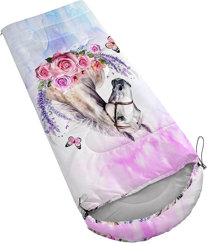 HOSIMA Dear Hunting Pattern Cold Weather Sleeping Bags for Adults,Black Light Weight Sleeping Bags for Kids Adults,WaterProof Sleeping Bags for Outdoors Hiking.