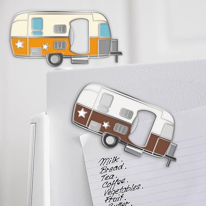 Magnetic Rv Bottle Opener with Cap Cather, Unique RV Gift Set,Magnets Sticker to Fridge for Easy Storage,Perfect Camping Accessories Beer Gift Ideas for Camper Lover,Cool Rv Gadgets
