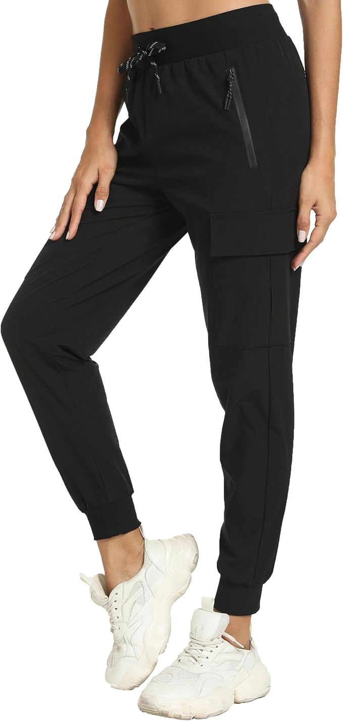Kcutteyg Womens Water Resistant Hiking Pants with Pockets Quick Dry Soft Athletic Workout Joggers Pants for Camping Travel