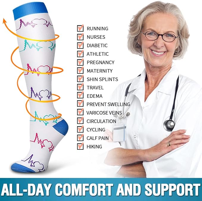 6 Pack Copper Compression Socks for Women and Men Circulation-Best Support for Medical, Running,Nursing,Athletic