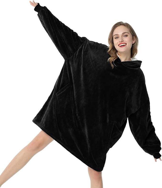 LetsFunny Blanket Hoodie,Oversized Wearable Sherpa Fleece Blanket Sweatshirt,Super Soft Warm Cozy with Giant Pocket,Gifts for Women Men Adults Teenagers Kids, One Size Fits All