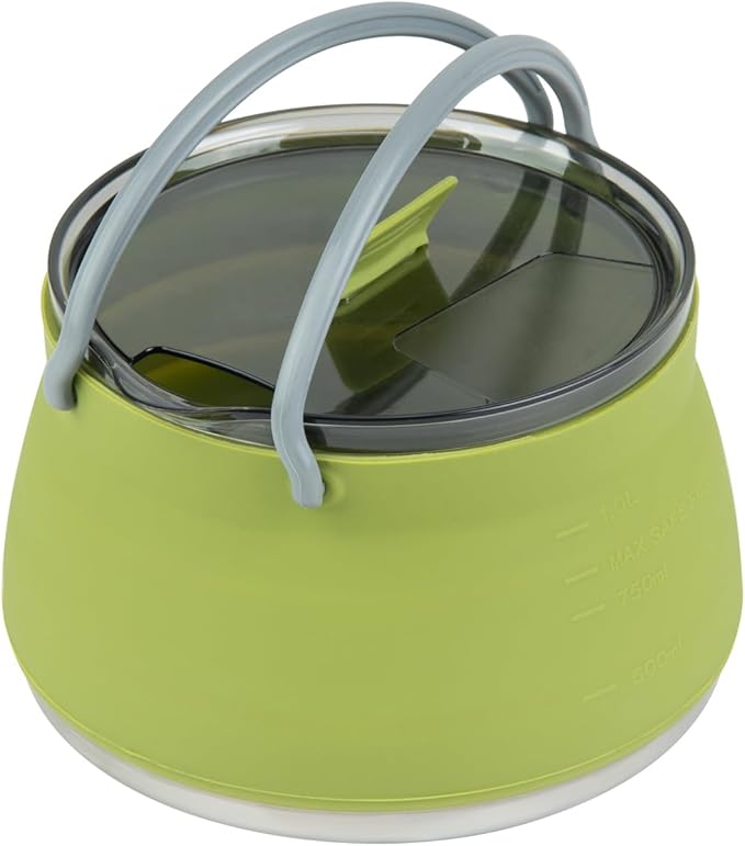 Restaurantware-Hi Tek 1 Liter Collapsible Camping Kettle, 20 Portable Cook Pots - With Perforated Lid, Stainless Steel Bottom, Silicone Camping Coffee Pots, With High Heat Nylon Handles, For Travel