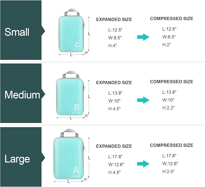 Compression Packing Cubes for Travell Fabric Packing Cubes with Smooth Zippers, Space-Saving Compression Bags for Travell, Luggage Organizers for Clothes, Shoes, and Accessories