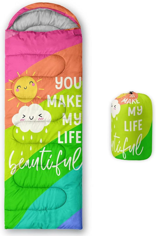 Kids Sleeping Bag for Boys Girls,3D Basketball Print-Lightweight Warm Portable Outdoor Indoor-Waterproof Cold Weather Resistant Sleeping Bag for Camping Hiking