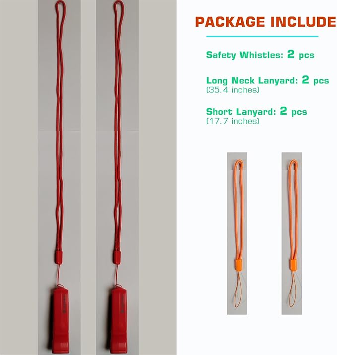 Emergency Safety Whistle with Lanyard, Loud Pea-Less Whistles for Boating Kayaking Life Vest Survival Rescue Signaling.