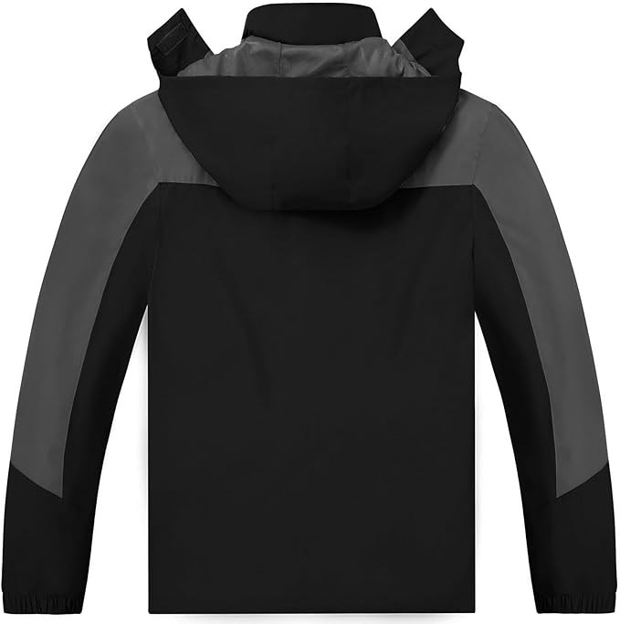 TEZO Mens Rain Jacket Waterproof with Hooded Hiking Coat Lightweight Windbreaker