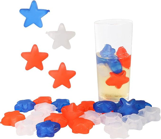Reusable Ice Cubes Star, 60 Pack, Colorful for Drinks, Whiskey, Vodka or Coffee, Washable Non-Melting Ice Cubes Non-Diluting(Star)
