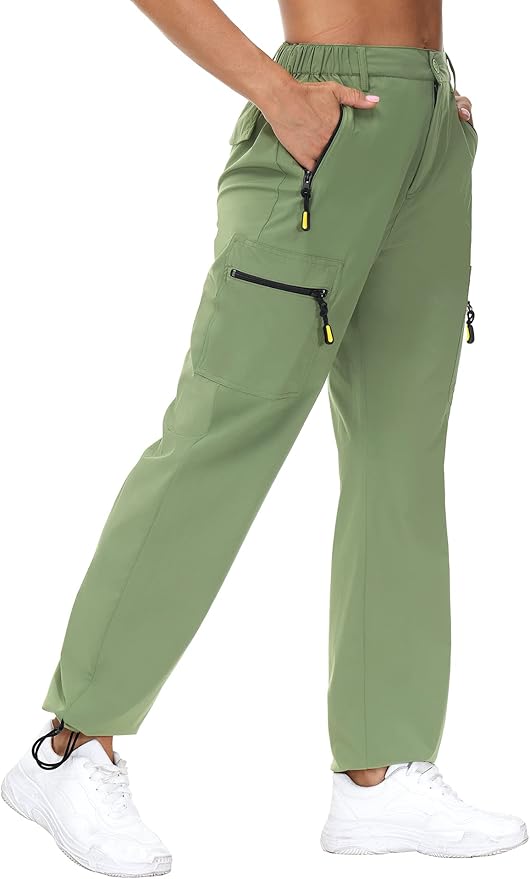 VVK Women's Hiking Cargo Pants Lightweight Quick Dry Outdoor Athletic Pants Camping Climbing Golf Zipper Pockets
