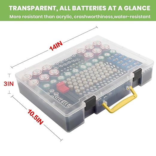 Battery Organizer Storage Holder- Batteries Case Containers Box with Tester Checker BT-168. Garage Organization Holds 225 Batteries AA AAA C D Cell 9V 3V Lithium LR44 CR2 CR1632 CR2032 (Grey)