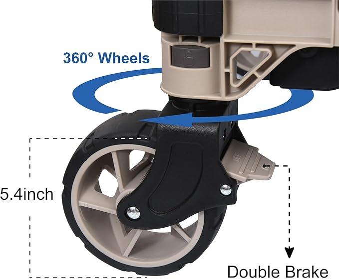 LEADALLWAY 3-in-1 Multi-Purpose Camping Table Wagon Portable Outdoor Platform Truck, Dolly & Utility Cart with 5.4" Wheels