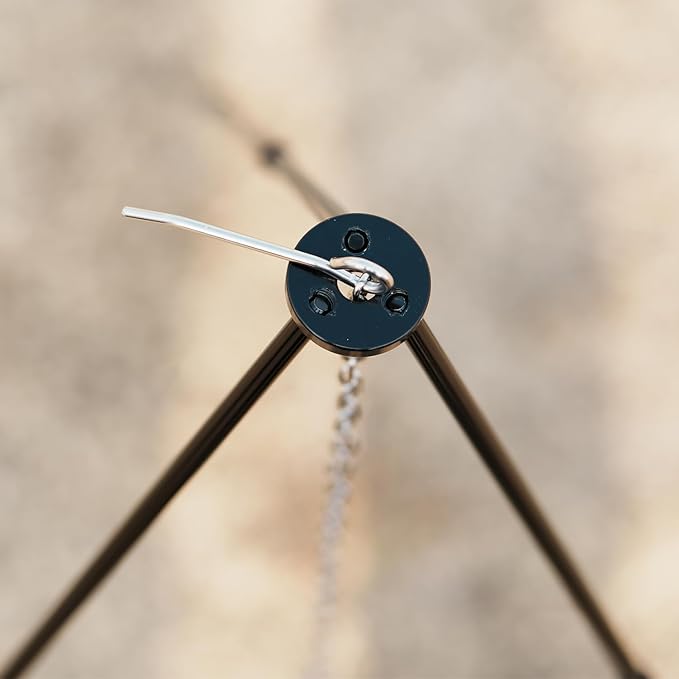 41' Aluminum Campfire Tripod,Portable Outdoor FIRE Tripod with 4-Section Adjustable higth,Adjustable Chain,Lightweight for Camping