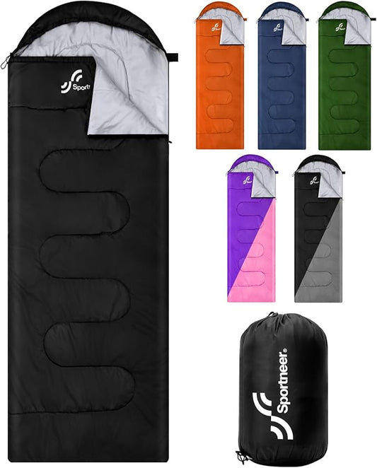 Sportneer Sleeping Bag, 3 Seasons Warm Cold Weather Sleeping Bags for Adults Kids Boys Girls with Compression Sack- Lightweight Camping Essentials Gear Accessories, Backpacking, Hiking