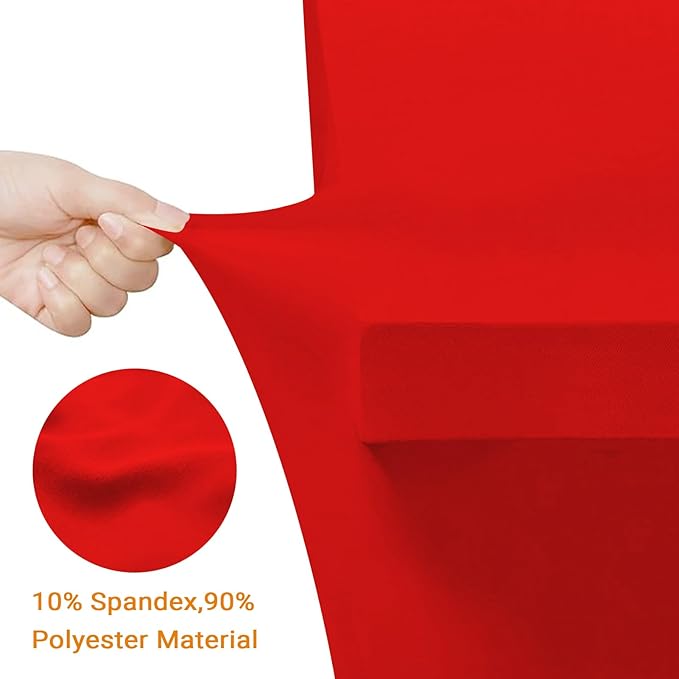 Eurmax USA Rectangular Fitted Spandex Table Covers 8ft Tablecloth Wedding Event Patio Table Decorations Stretch Table Cover for 8ft Folding Table (Red,2 Pack)