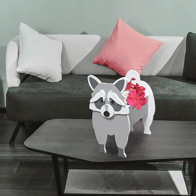 Raccoon Planter, Pet Shape Garden Pots Plant Pots for Indoor/Outdoor Gardens Decoration, Cute, Surprise Gifts/Souvenirs for Pet Lovers