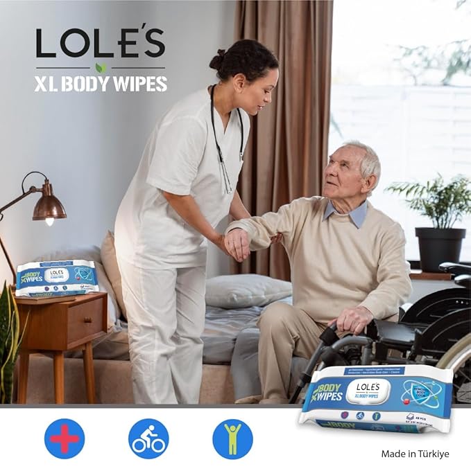 LOLE'S Body Wipes XL - Wet Wipes for Adults, 192 Count - 4 x 48, Adults No Shower, Adult Bed Bath, Incontinence Wipes Large & Fresh, Paraben Free, Ideal for Camping, Gym, Travel, Hospital
