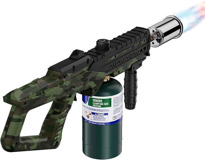 Sondiko Powerful Cooking Propane Torch Gun, Culinary Torch Campfire Starter, Adjustable Torch Burner for Searing Steak, BBQ, Welding (Propane Tank Not Included)