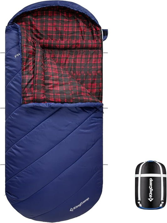 KingCamp Sleeping Bag for Adults, Cold Weather & Warm Extra Wide Big & Tall XL Portable Waterproof Flannel Sleeping Bags, Essentials Gear Accessories for Camping Backpacking Hiking Indoor & Outdoor