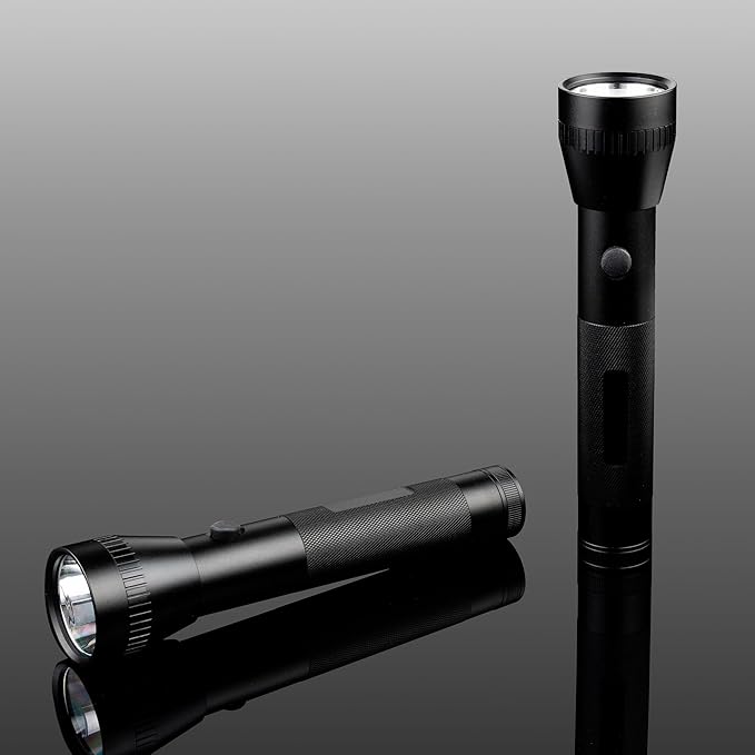 KunHe 2D Cell Battery Big Flashlights Single Mode High Lumens Aluminum Heavy Duty Large Flashlight for Home Emergency Power Outage Outdoor Activities 2 Pack