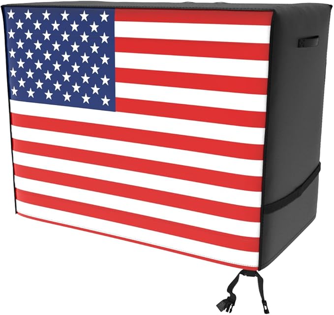 ATYARD 42-inch Outdoor Cover for Keter Unity (Small) Portable Table - UV Resistant, Breathable, All Weather (42" L x 24" W x 32" H) Black, American Flag