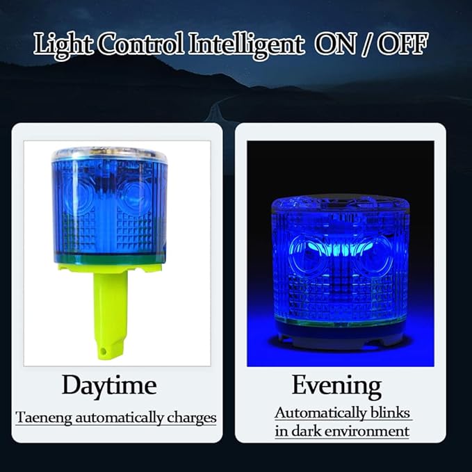 Solar Strobe Warning Light, Super Bright Single Column Solar Emergency Strobe Warning Light, Flashing Barricade Safety Road Construction Traffic Flashing (Blue)