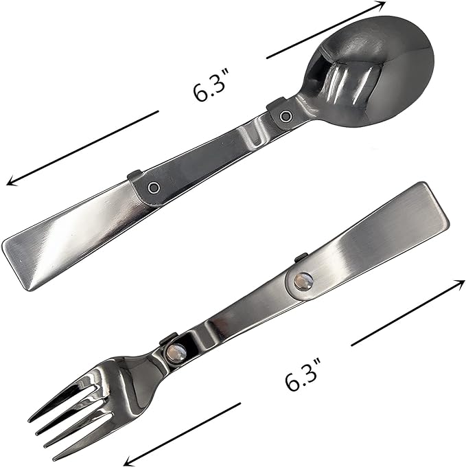 Acantha Foldable Fork and Spoon Set, Portable Folding Spoon and Fork Set with Two Plastic Storage Cases for Travel Camping Outdoors Picnic