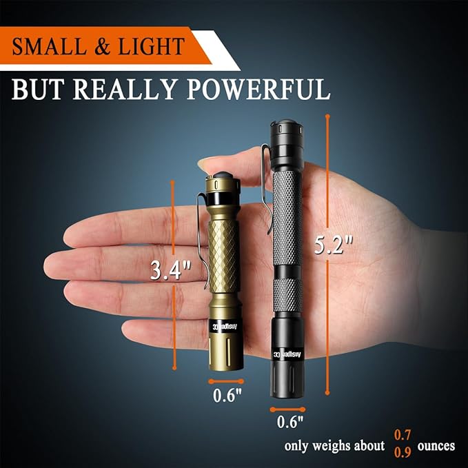 3 Modes Small Flashlights LED Powerful High Lumens Tactical Pen Light with Clip, Slim Portable Pocket Compact Torch for Emergency Inspection AAA Battery