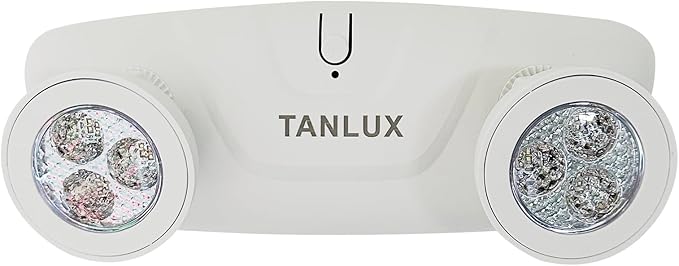 TANLUX LED Emergency Lights with Battery Backup, Two Head Adjustable Commercial Lights, UL Listed, AC 120/277V, Hardwired for Business - 1 Pack(White)