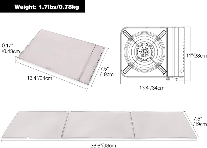 REDCAMP Folding Stainless Steel Stove Windscreen, Camping Stove Windshield Butane Burner Windshield for Hiking, Outdoor, Backpacking