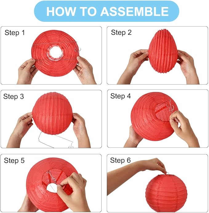 BEISHIDA 16 Pcs Sea Mix Paper Lanterns,Hanging Decorative Chinese Japanese Round Paper Lantern Lamp for Birthday Wedding Baby Bride Shower Home Party Decoration