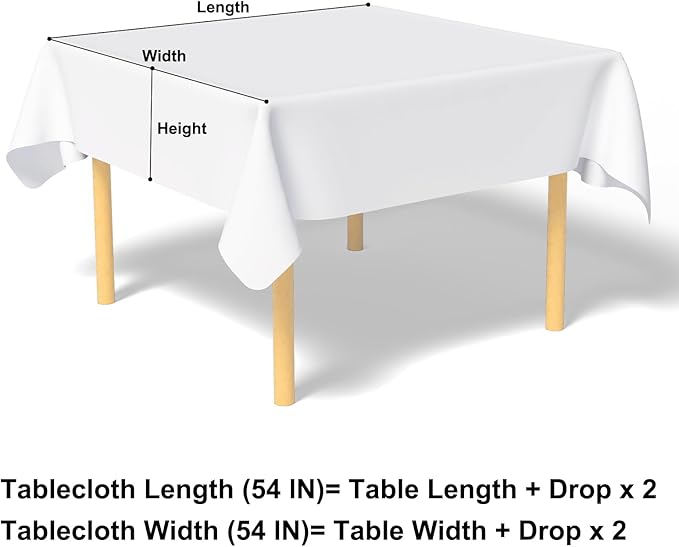 misaya Square Waterproof Vinyl Table Cloth, Buffalo Flannel Backed Tablecloth, Wipeable Plastic Table Cover for Dinner, Kitchen, Outdoor (54" x 54", Lavender and White)