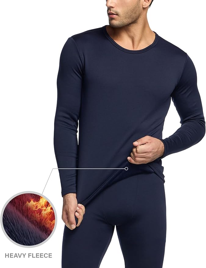 TSLA Men's Thermal Underwear Set, Microfiber Soft Fleece Lined Long Johns, Winter Warm Base Layer Top & Bottom