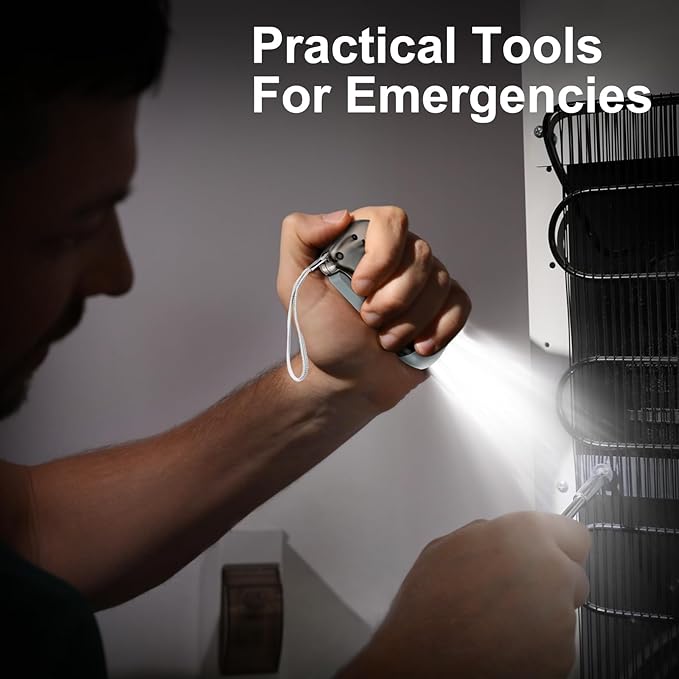 Retisee 48 Pcs Hand Crank Flashlight No Battery Required Torch Light Manual Press Flashlight 3 LED Squeeze Torch Light for Shoeboxes Camping Hiking (Red, Gray, Yellow, Green)