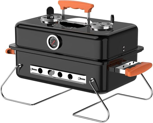 KEYO GRILL 16-Inch Heavy Duty Portable Charcoal Grills, 168 Sq. In. Dual Vent Control Camping BBQ Grills with Foldable Legs, Lid Thermometer Compact Outdoor Grill for Backyard, Tailgate, Boat