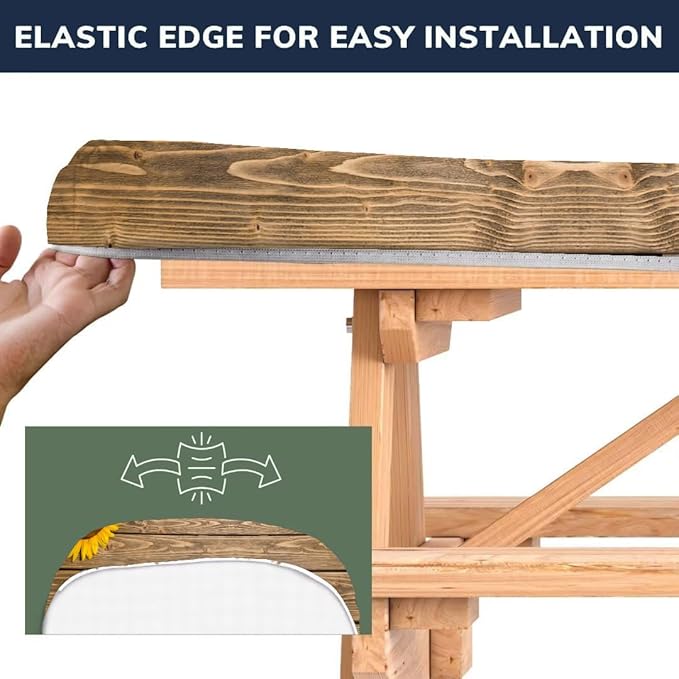 CAPSCEOLL Picnic Table Cover with Bench Covers Waterproof Camping Tablecloth All-Weather Outdoor Table Protector with Drawstring Bag for Camping Essentials, 72X30in, Wooden Sunflowers