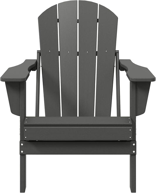 WestinTrends Malibu HDPE Outdoor Patio Folding Poly Adirondack Chair, Gray