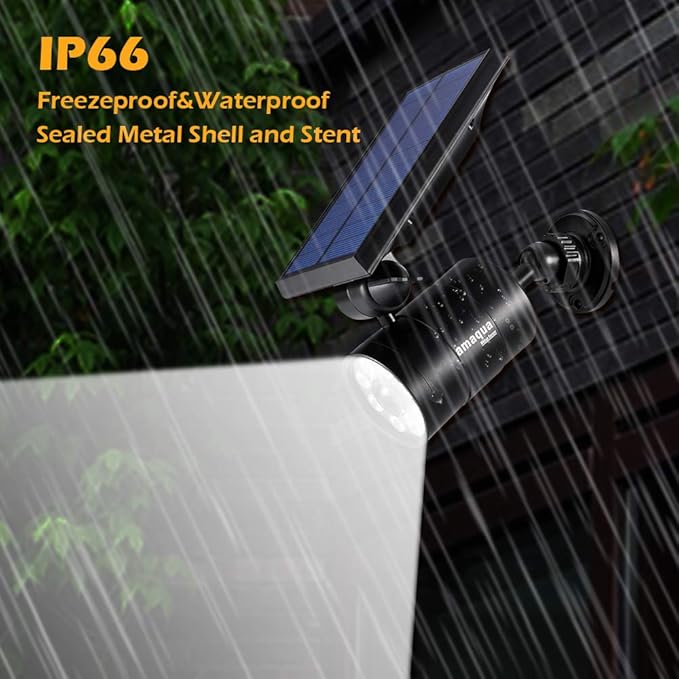 Solar Motion Sensor Lights Outdoor Waterproof Solar Motion Spot Lights for Outside Garden Patio Garage Deck Post, 2-Year 100% Free Warranty(Black 2 Pcs)