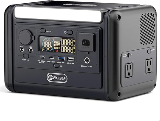 Flashfish T300pro 300W Portable Power Station 230Wh LiFeP04 Battery, 600w Surge, Pure Sine Wave AC Outlets, 100W USB-C PD, 1.2H Fast Recharge, Solar Generator for Camping, Rv, Outdoor &Emergency Use