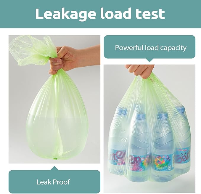 3 Gallon Small Trash Bags 100 Count Biodegradable Mini Garbage Bags Leakproof & Tear Resistant Trash Can Bin Liners Fit Bathroom, Office, Car, Diaper Pail Unscented Green