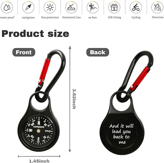 Custom Portable Compasses Keychain with Text Mini Compass with Waterproof Luminous Function Survival Gifts for Men Hiking Camping Hunting Map Navigation Tool