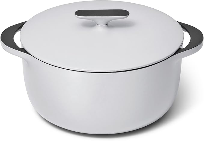 Caraway Enameled Dutch Oven - 6.5 qt Cast Iron Dutch Oven With Lid - 3 Layer Enamel Coating - No Seasoning Required - Compatible With All Stovetops - Oven Safe - No Forever Chemicals - Gray