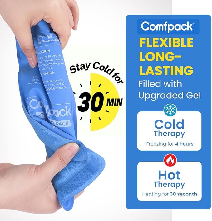 Soft Ice Packs for Sports Injuries, Long Lasting Multipurpose Gel Ice Pack with Dual Temperatures for Muscle Pain Relief & Strains, Handheld Design Cold Pack for Head, Shoulder, Knee, Ankle